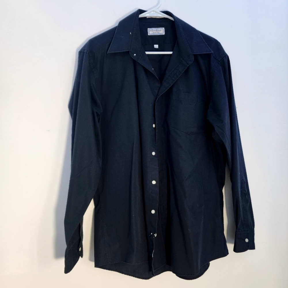 YvesSaintLaurent Classic Black Men's Button Dow. Long Sleeve Size 17 (34-35)